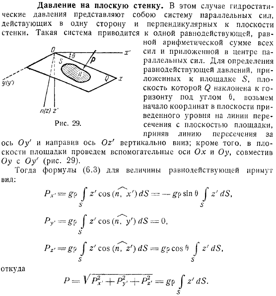 Сила давления на стенки