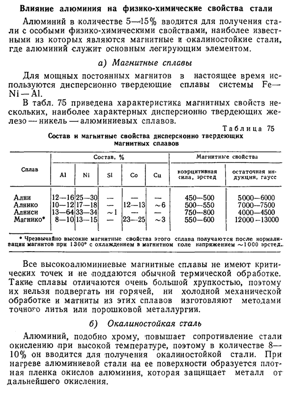 Влияние алюминия на физико-химические свойства стали