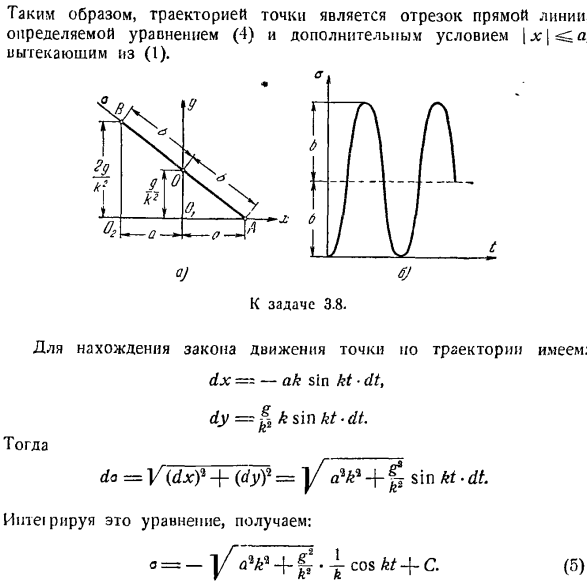 Траектория и уравнения движения точки
