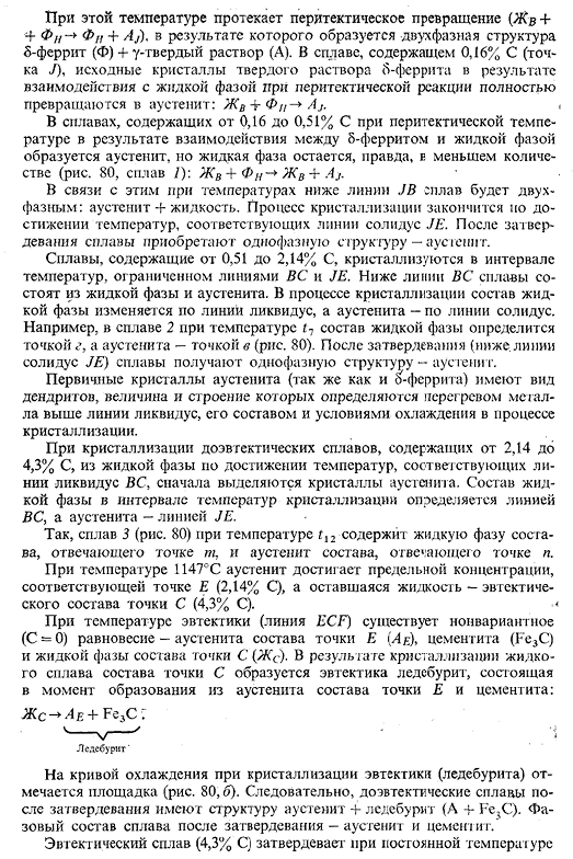 Диаграмма состояния железо - цементит (метастабильное равновесие)