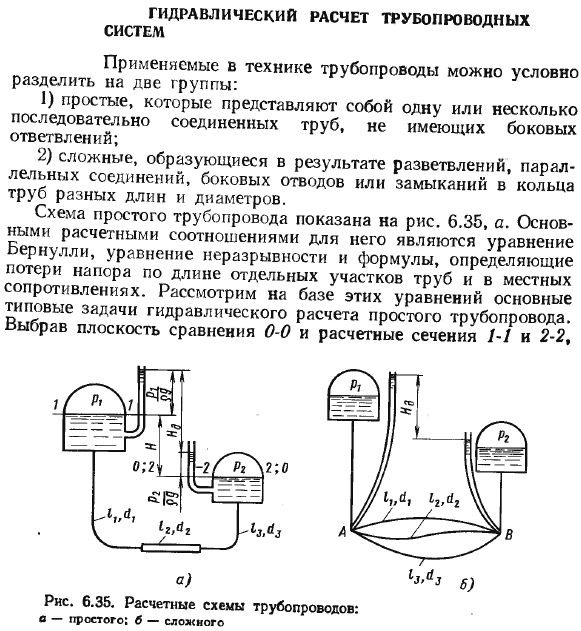 Гидравлический расчет трубопроводных систем.
