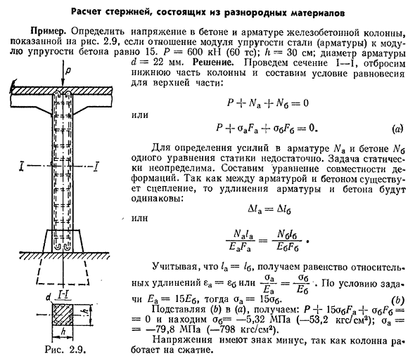 Расчет стержня на сжатие