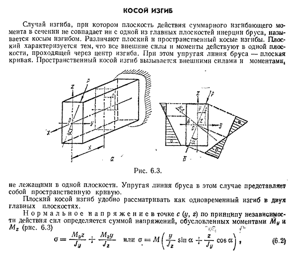 Условие прочности при косом изгибе