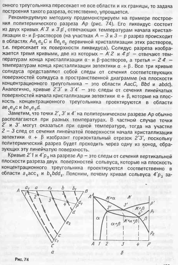 Диаграмма состояния системы с моновариантным эвтектическим равновесием