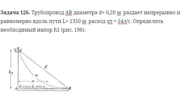 Задача 126. Трубопровод АВ диаметра d= 0,20 м