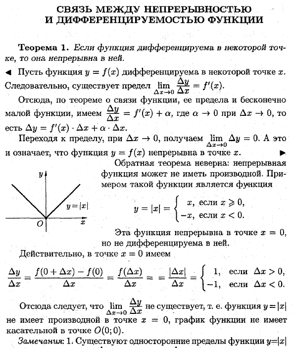 Функция связи. Связь между непрерывной и дифференцируемой функцией. Дифференцируемость функции, ее связь с непрерывностью. Теорема о связи непрерывности и дифференцируемости функции в точке. Связь между дифференцируемости функции и её непрерывностью.