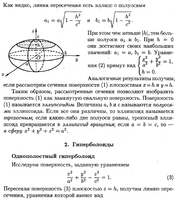 Канонические уравнения поверхностей второго порядка