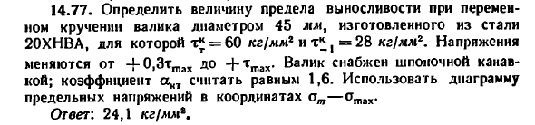 Задача 14.77. Определить величину предела выносливости
