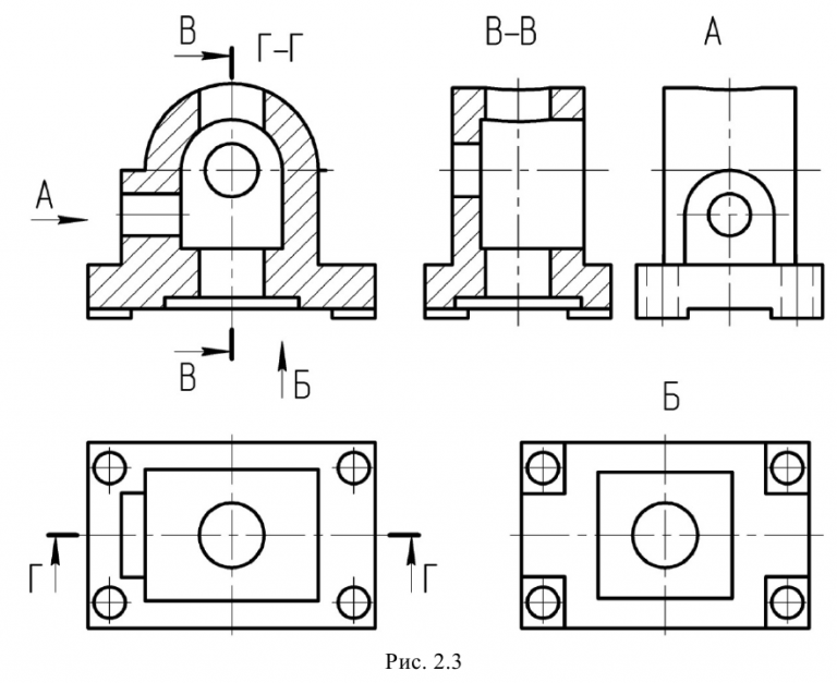 Виды разрезы сечения инженерная графика