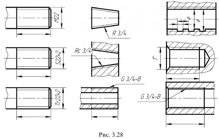 Обозначение трубной резьбы на чертеже. Обозначение трубной дюймовой резьбы на чертежах. Обозначение конической дюймовой резьбы на чертеже. Фаска для резьбы g1/2.