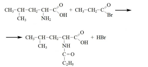 Напишите уравнения реакций ацилирования аминокислот: лейцина, фенилаланина и гистидина бромангидридом пропионовой кислоты. Назовите полученные вещества. 