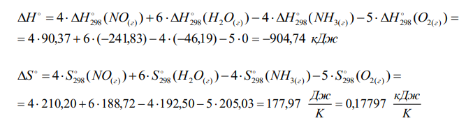 На основании значений стандартных энтальпий образования и абсолютных стандартных энтропий соответствующих веществ вычислите G о 298 и Kp реакции, протекающей по уравнению: 4NН3(г) + 5О2(г) = 4NО(г) + 6Н2О(г). Запишите закон действующих масс. Возможна ли эта реакция при стандартных условиях? 