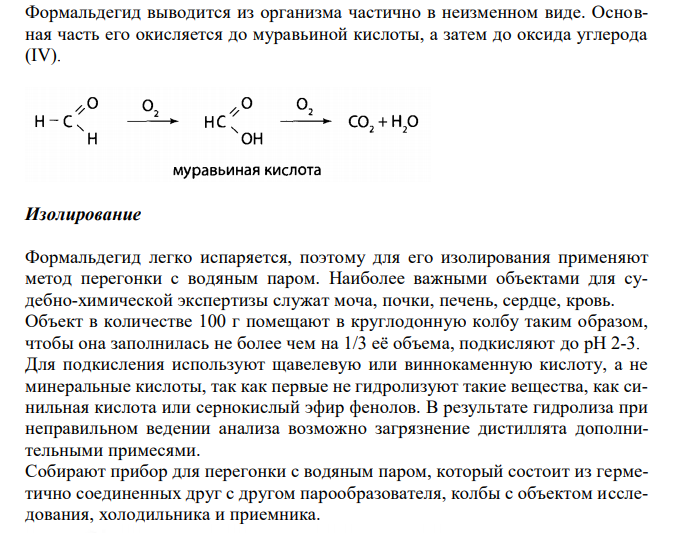 Схема химико-токсикологического исследования формальдегида.