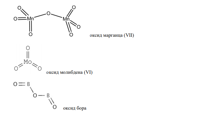 Составьте формулы высших оксидов элементов, являющихся макроэлементами в питании растений, и формулы высших оксидов для микроэлементов. Изобразите их графически. Укажите характер этих оксидов (кислотный, основной, амфотерный). Напишите возможные реакции их взаимодействия с водой. 