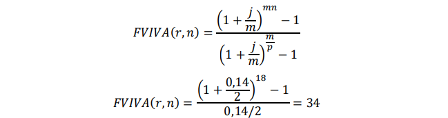 Определить будущую стоимость обязательного аннуитета, если в течение девяти лет два раза в год в начале каждого периода на счет перечисляли по 50000 руб. под 14% годовых с полугодовым начислением процентов. Расчет осуществляется двумя способами с использованием коэффициентов. Ответ округлите до целого. Дано: n = 9 лет, p = 2, R = 50000 руб., j = 14% = 0,14, m = 2 Найти: FV 