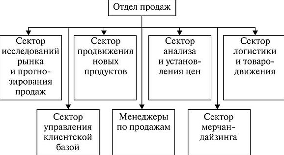 Функции менеджмента в отделе продаж - Особенности в структуре отдела продаж