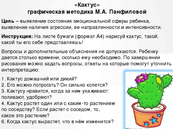 Методика кактус М.А. Панфиловой - Процедура проведения диагностики среди младших школьников