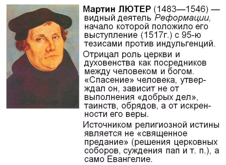 Мартин Лютер, основатель лютеранства - Учение Лютера